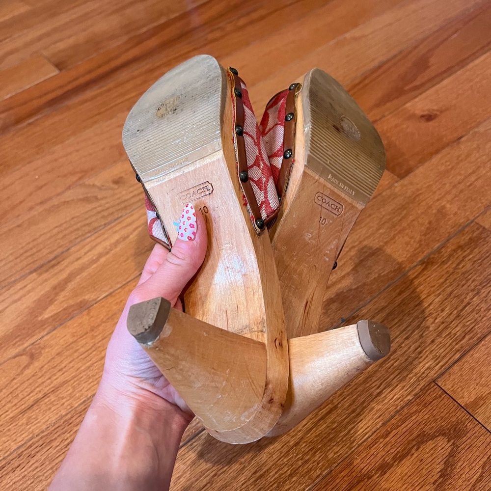 Rare Vintage Coach Wooden Sandals Size 10 - Picture 7 of 8